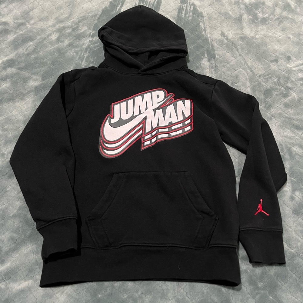 Jordan Jumpman Hoodie Boys Medium M 10-12 Black Nike Pullover Sweatshirt Graphic